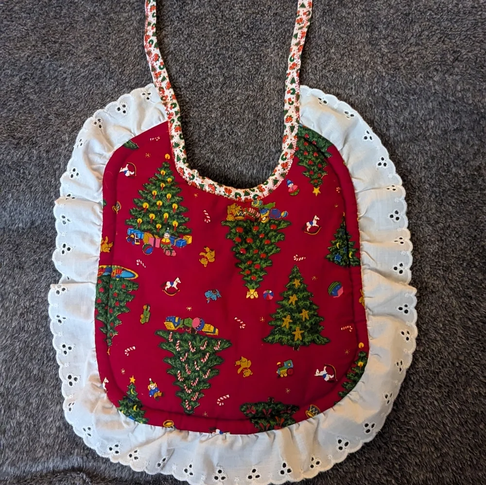 Christmas baby bib with white border